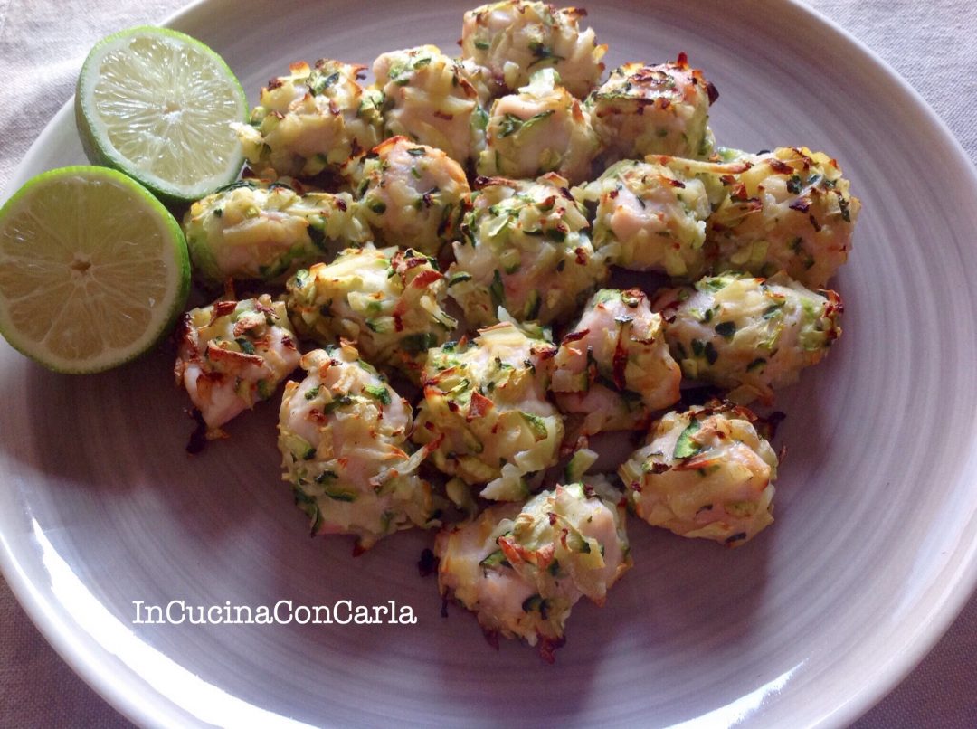 Bocconcini di pollo allo zenzero in crosta di zucchine e patate