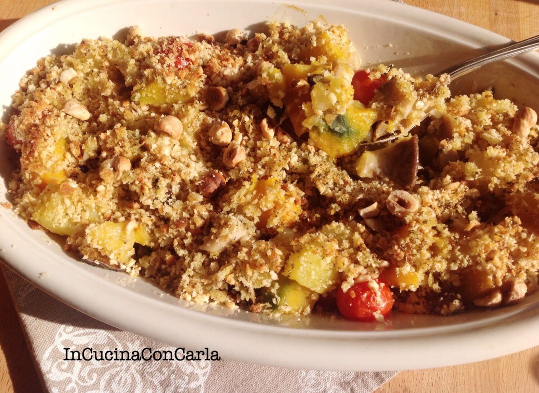 Crumble di funghi e verdure