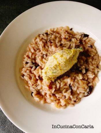 Risotto al radicchio con baccalà mantecato