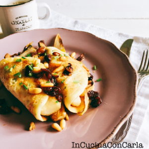 Pancakes con erba cipollina e indivia caramellata